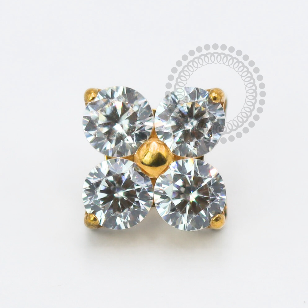 TN1777 Topo Flor De Zircônia Titânio PVD Gold