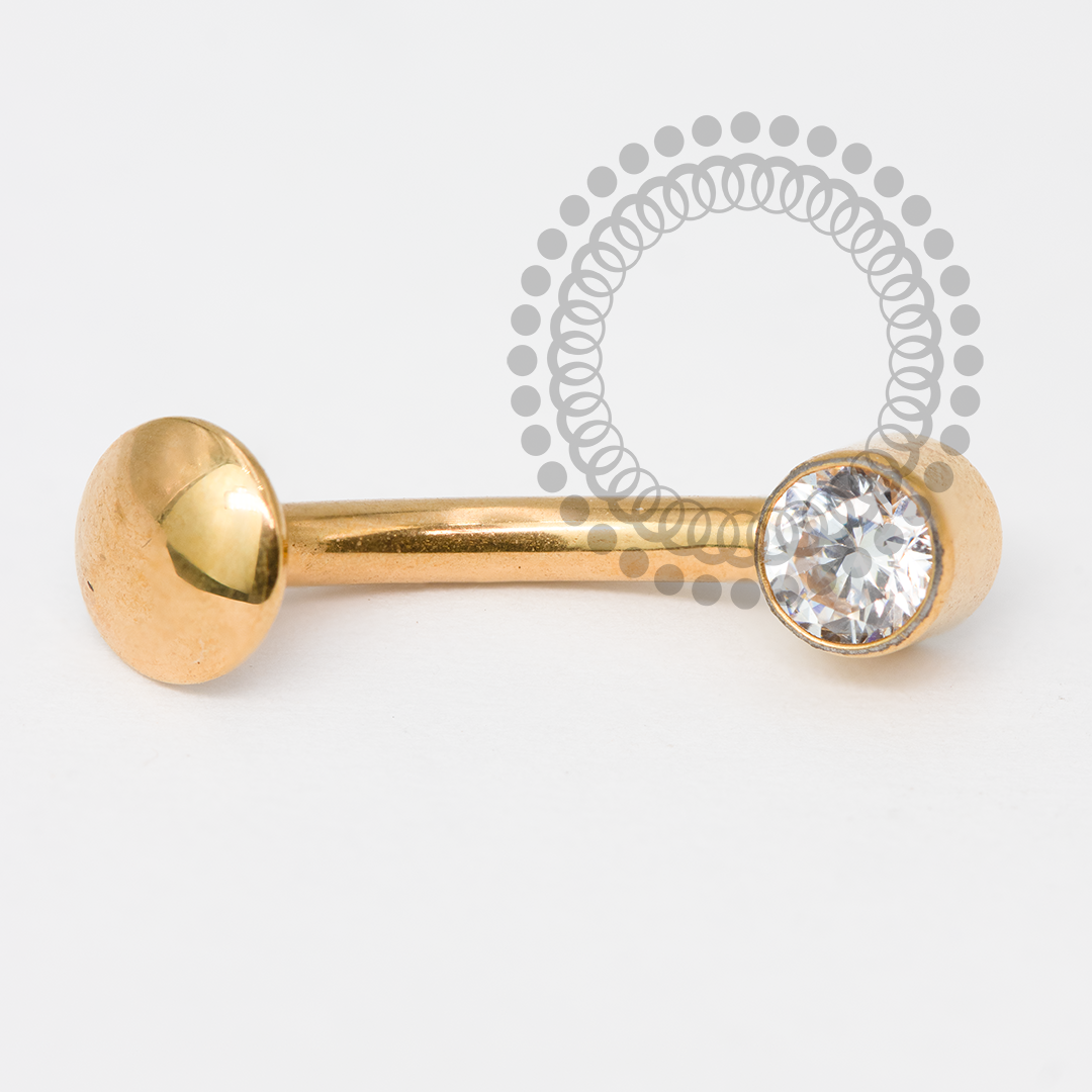 TN2041 Navel Floating CZ Frontal Push Pin Titânio PVD Gold