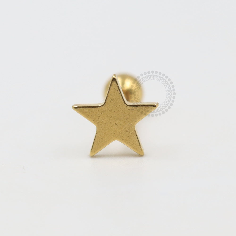 PVD33 Micro Barbell Star Steel Pvd Gold
