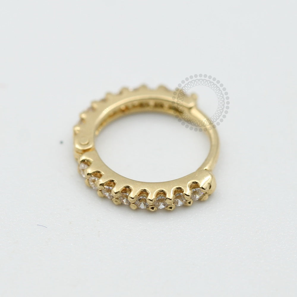 OR15 Argola Clicker Cravejada 8mm CZ Ouro 18k