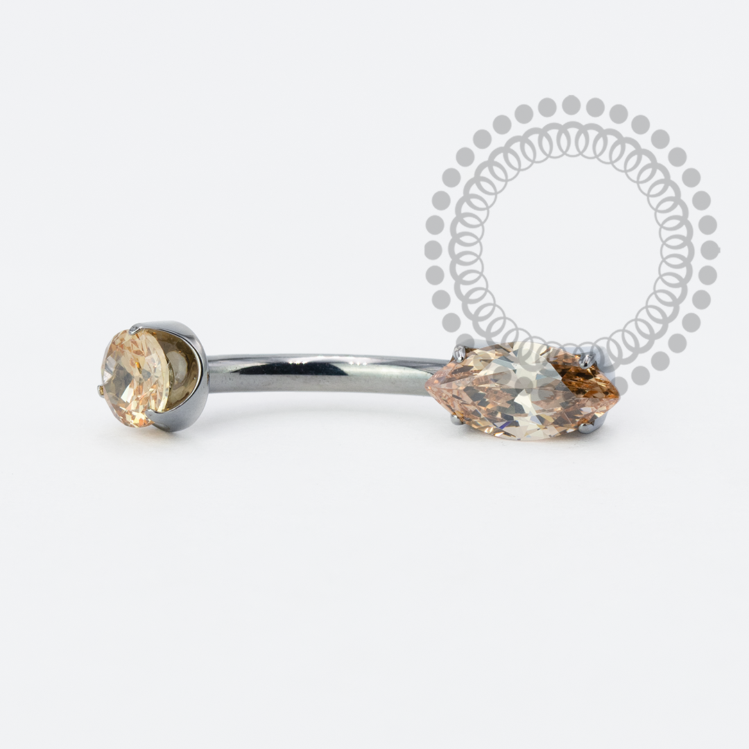 TN1928 Navel Navete CZ Champanhe Titânio ASTM F136