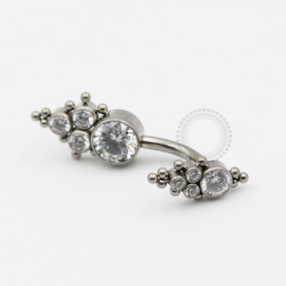 TN421 Navel 3 CZ Top Decorated Titanium ASTM F136