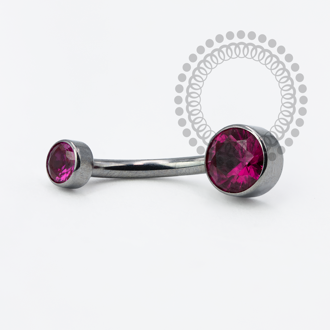 TN92 Pierre de piercing au nombril plate en zircone et titane CRISTAL/COULEURS