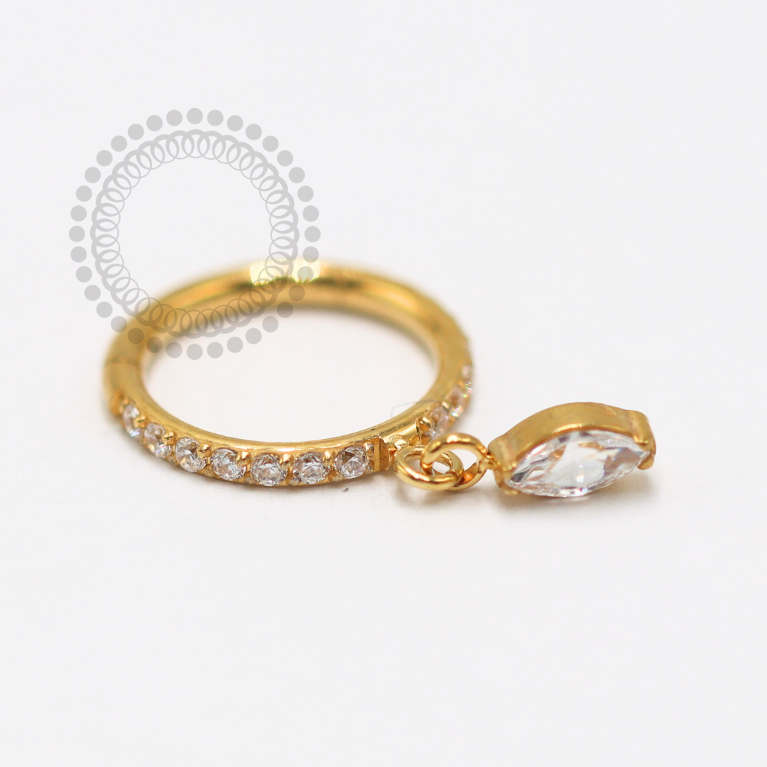 TN1536 Segmento Cravejado Pingente Navete Titânio PVD Gold