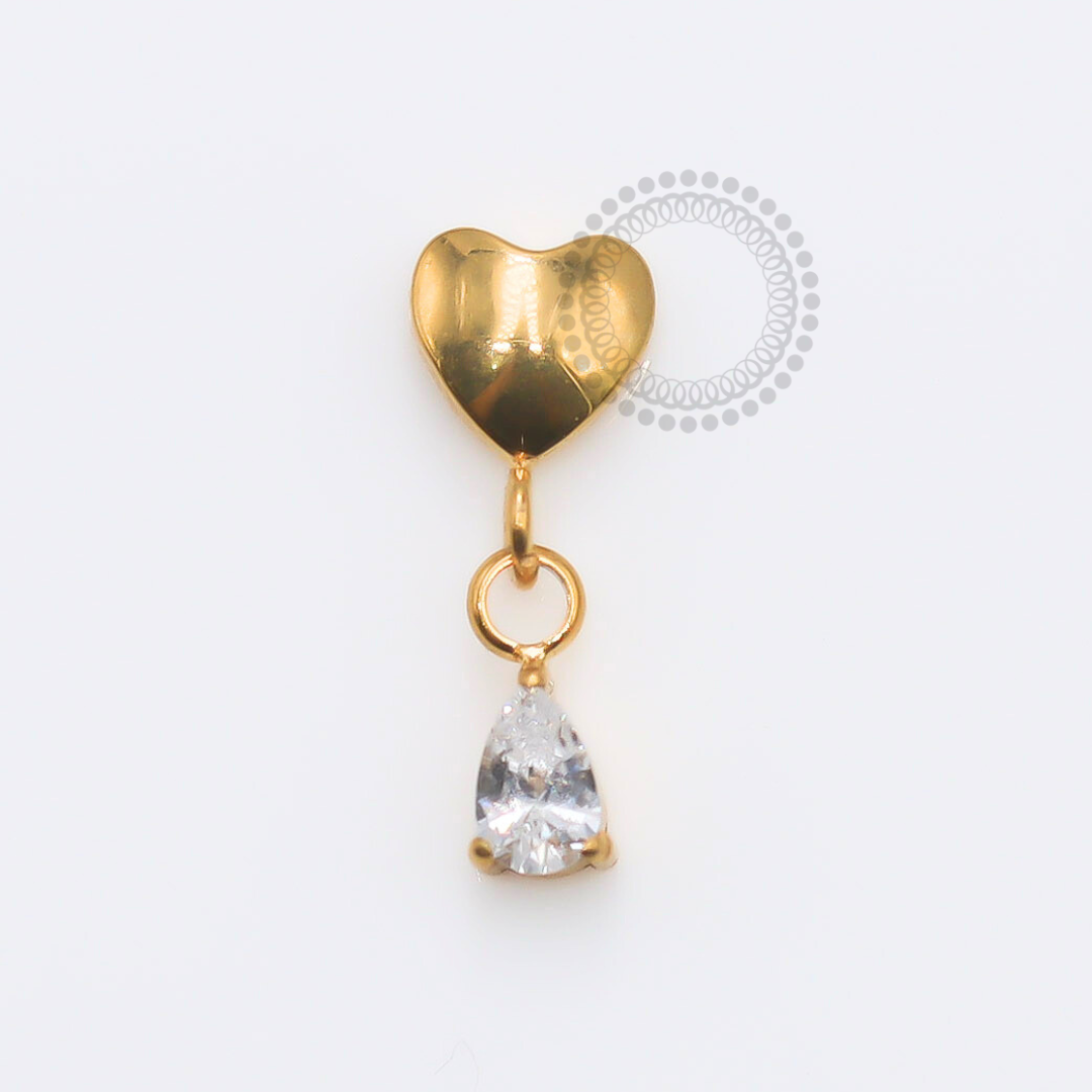TN1801 Smooth Heart Top with Teardrop Pendant, Titanium PVD Gold