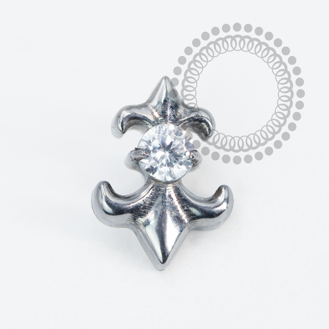 TN2012 Topo Flor De Lis CZ Titânio ASTM F136