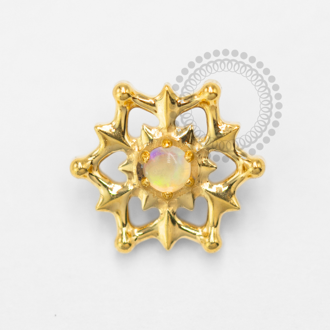 TN1646 Topo Flor de Lótus com Opala Titanio PVD Gold