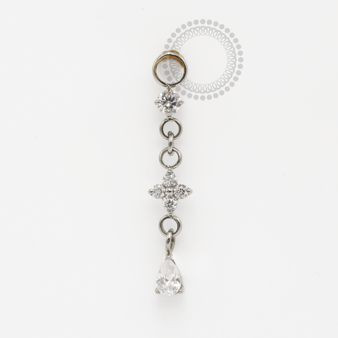 TN1821 Pingente Flor E Zircônia Gota Titânio ASTM F-136