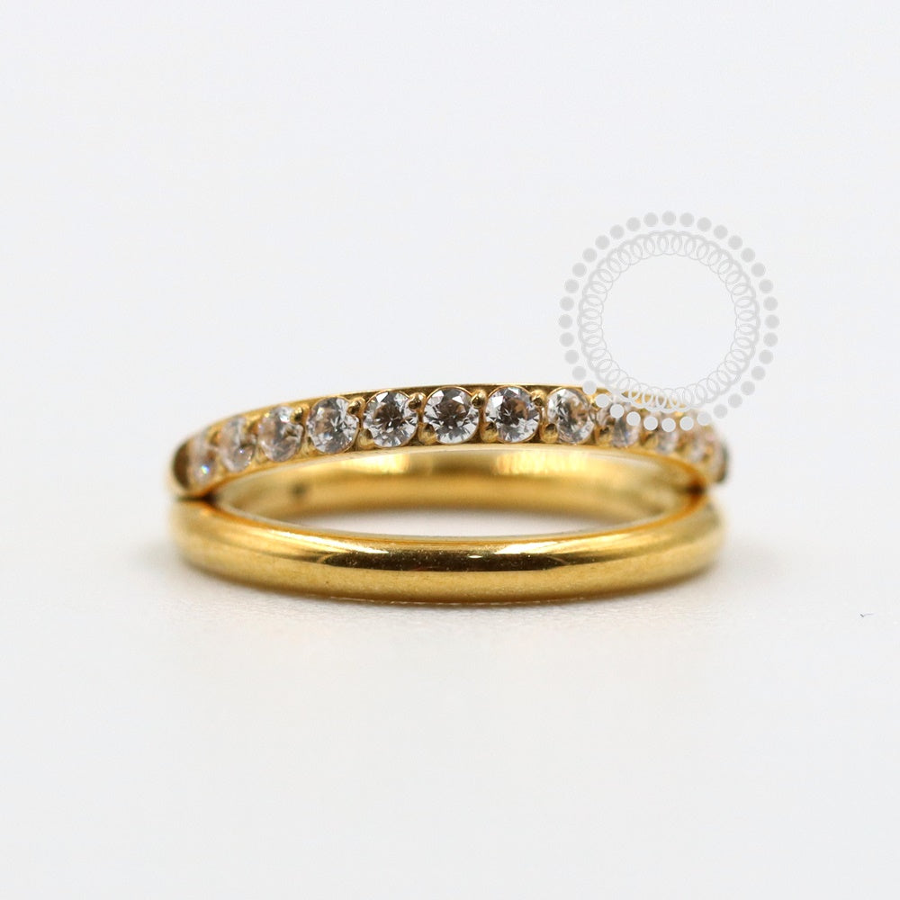 TN1083 Segmento Duplo 1 Linha Cravejada Titânio PVD Gold