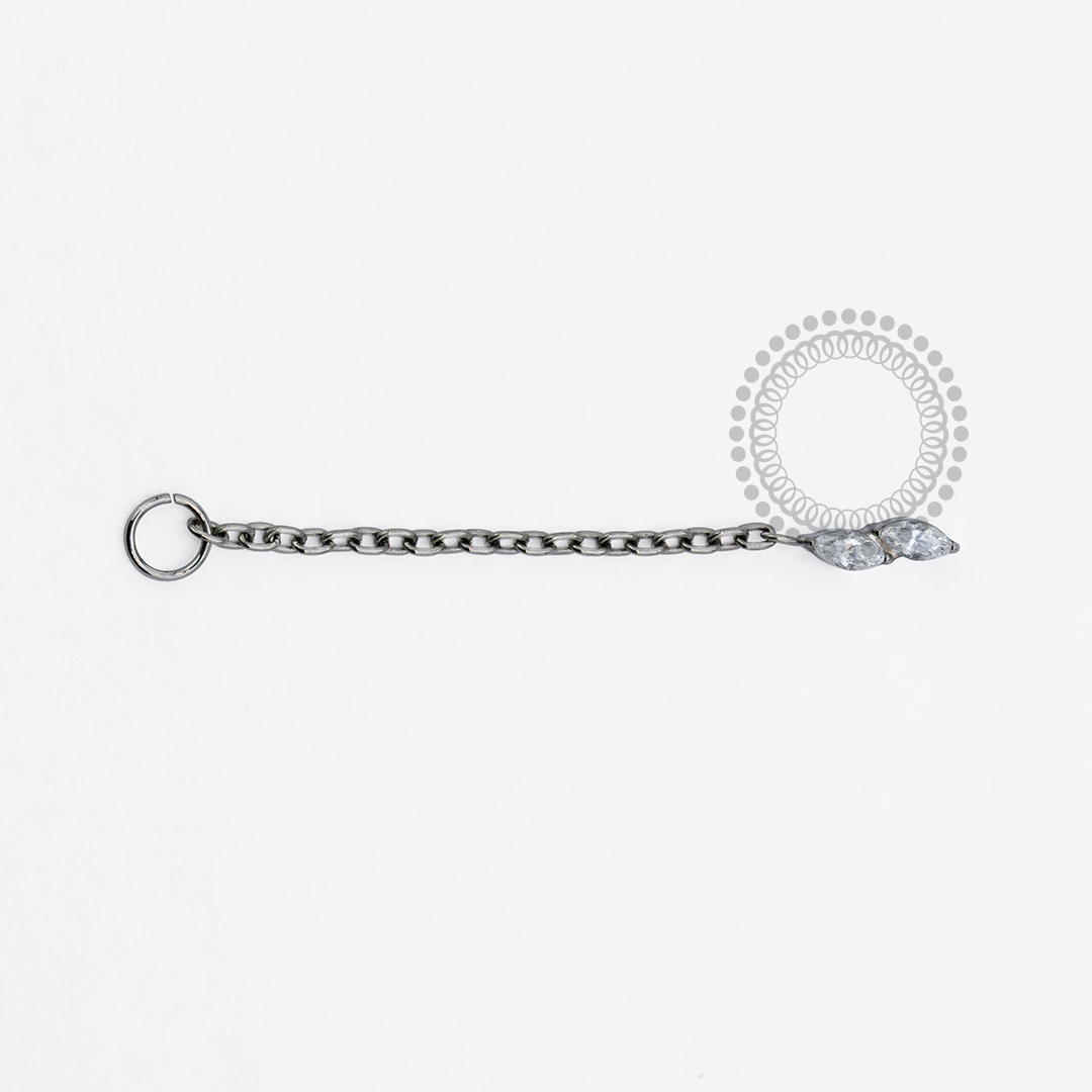 TN1957 Topo 2 Navetes CZ Corrente Titânio ASTM F136