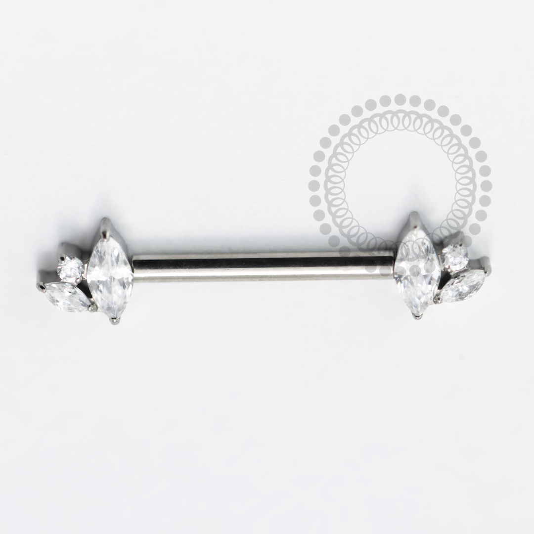 TN1653 Nipple 2 Navetes Push Pin Unilateral CZ Titanio ASTM F136