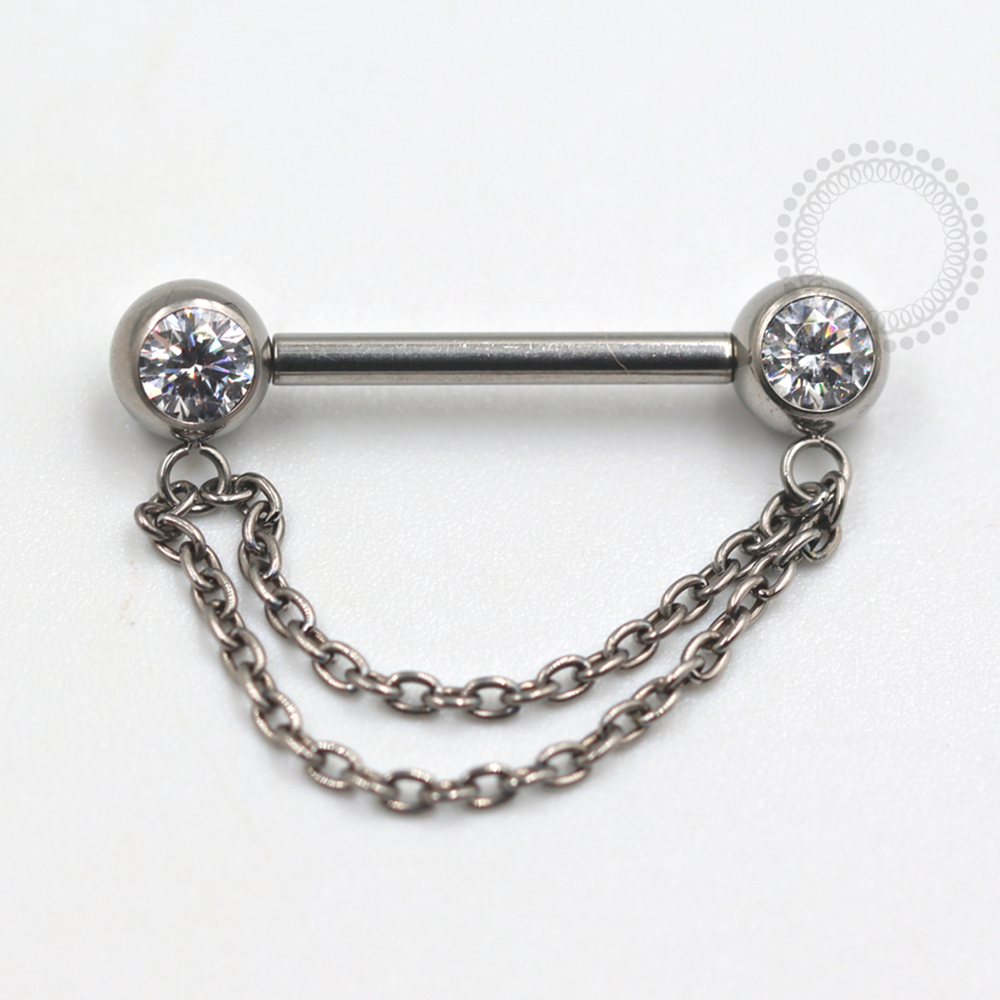 TN663 Double Chain Nipple Push Pin Unilateral Titanium ASTM F136