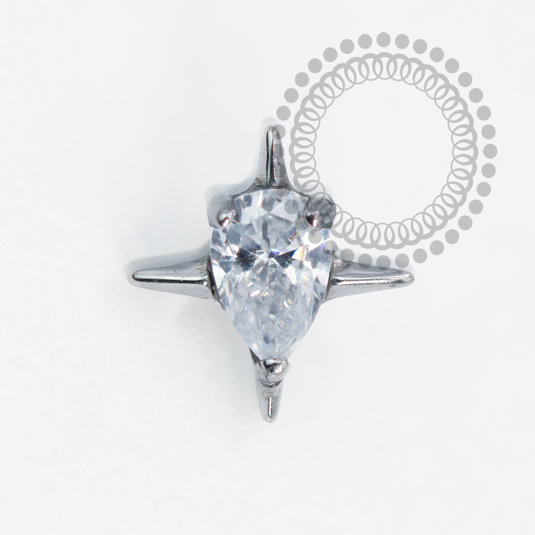 TN2017 Topo Mini Estrela Gota CZ Titânio ASTM F136