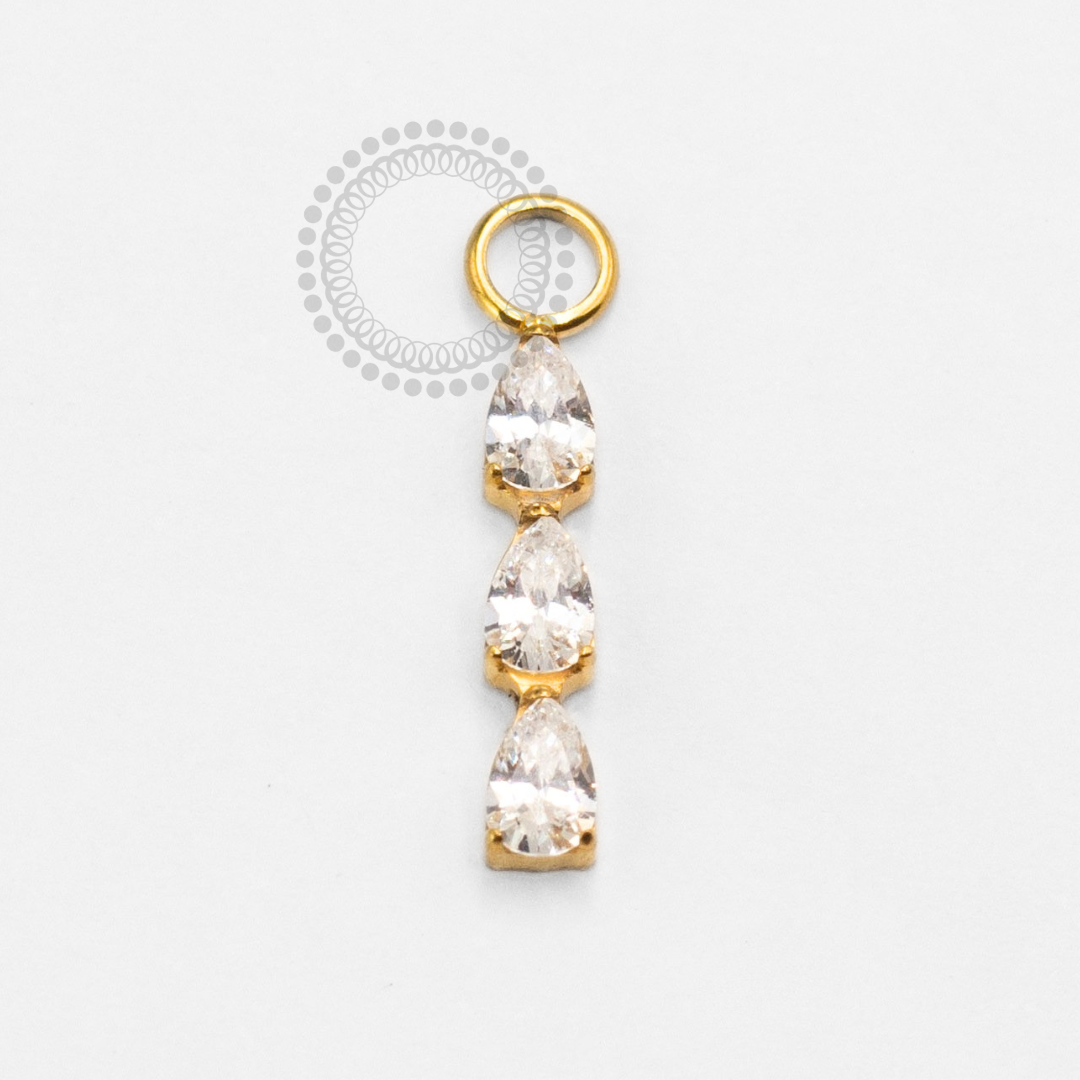 TN2387 Pingente 3 Gotas CZ Titânio PVD Gold