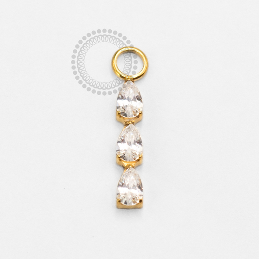 TN2387 Pingente 3 Gotas CZ Titânio PVD Gold