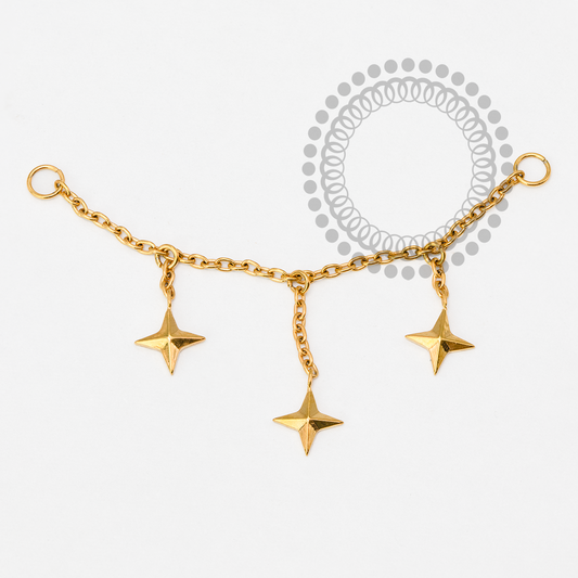 TN2064 Corrente 3 Pingente Estrela Titânio PVD Gold