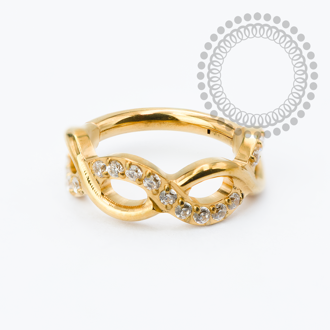 TN2337 Segmento Infinito CZ Titânio PVD Gold