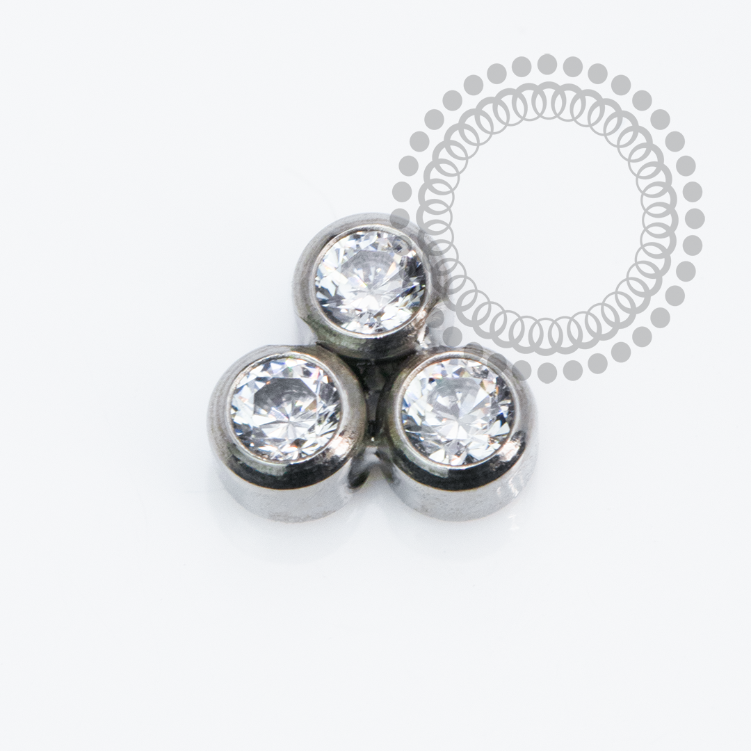 TN2266 Topo Trinity Circular CZ Push Pin Titânio ASTM F136