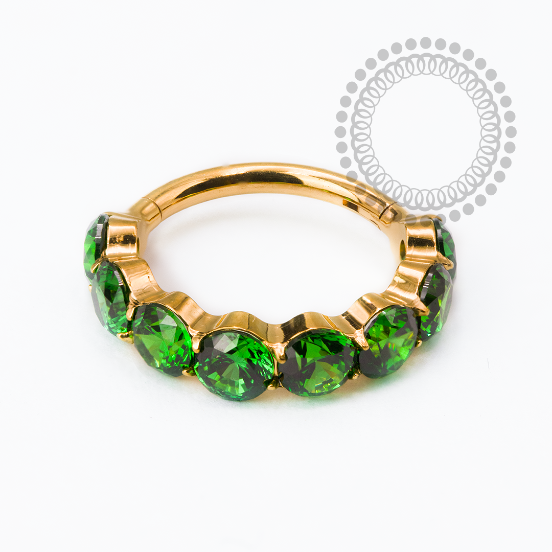 TN2520 Segmento CZ 3mm Esmeralda Titânio PVD Gold