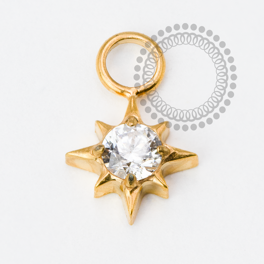 TN2035 Pingente Estrela Radiante Titânio PVD Gold