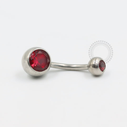 BZ06 Navel Piercing Pedra CZ Rubi Aço 316L