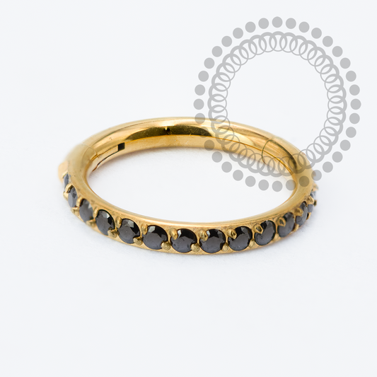 Segmento Cravejado CZ Black Titânio PVD Gold