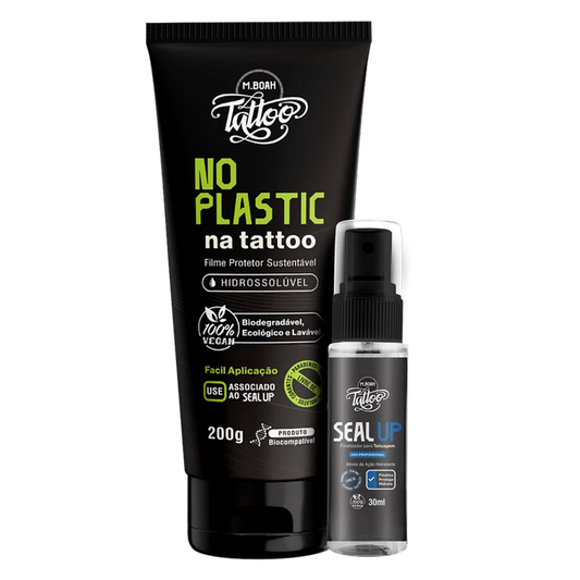Kit Filme no plastic mboah + seal up - 200g | Filme Protetor Sustentável para Tattoo