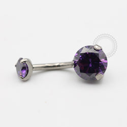 TN89 Navel Piercing Pedra Zirconia Dark Purple Titânio