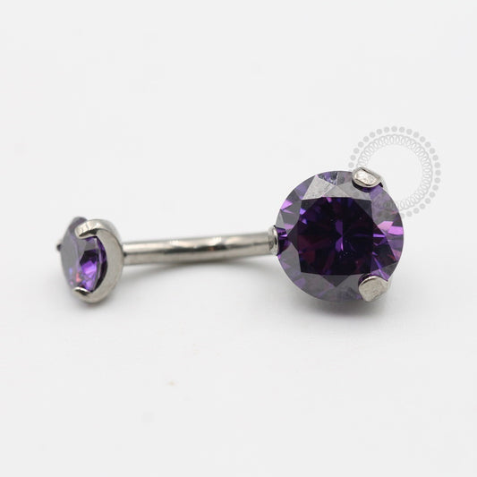 TN89 Navel Piercing Pedra Zirconia Dark Purple Titânio