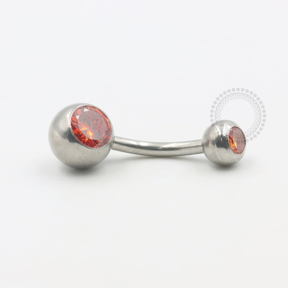 BZ09 Navel piercing pedra CZ Laranja aço 316L