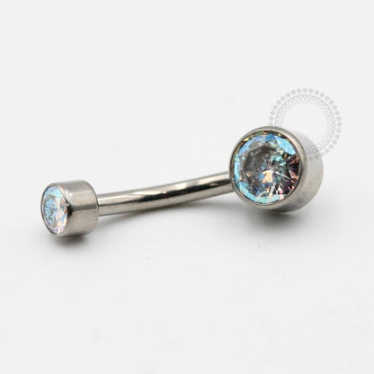 TN92 Navel Piercing Pedra Flat Zirconia Titânio CRISTAL/COLORS