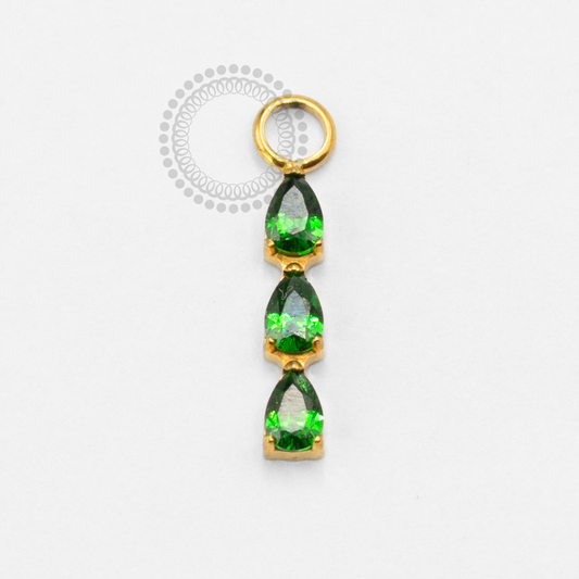 TN2388 Pingente 3 Gotas CZ Verde Titânio PVD Gold