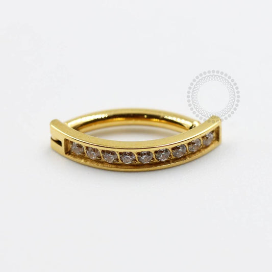TN844 Navel Belly Clicker Zircônia Cubica Titânio PVD Gold