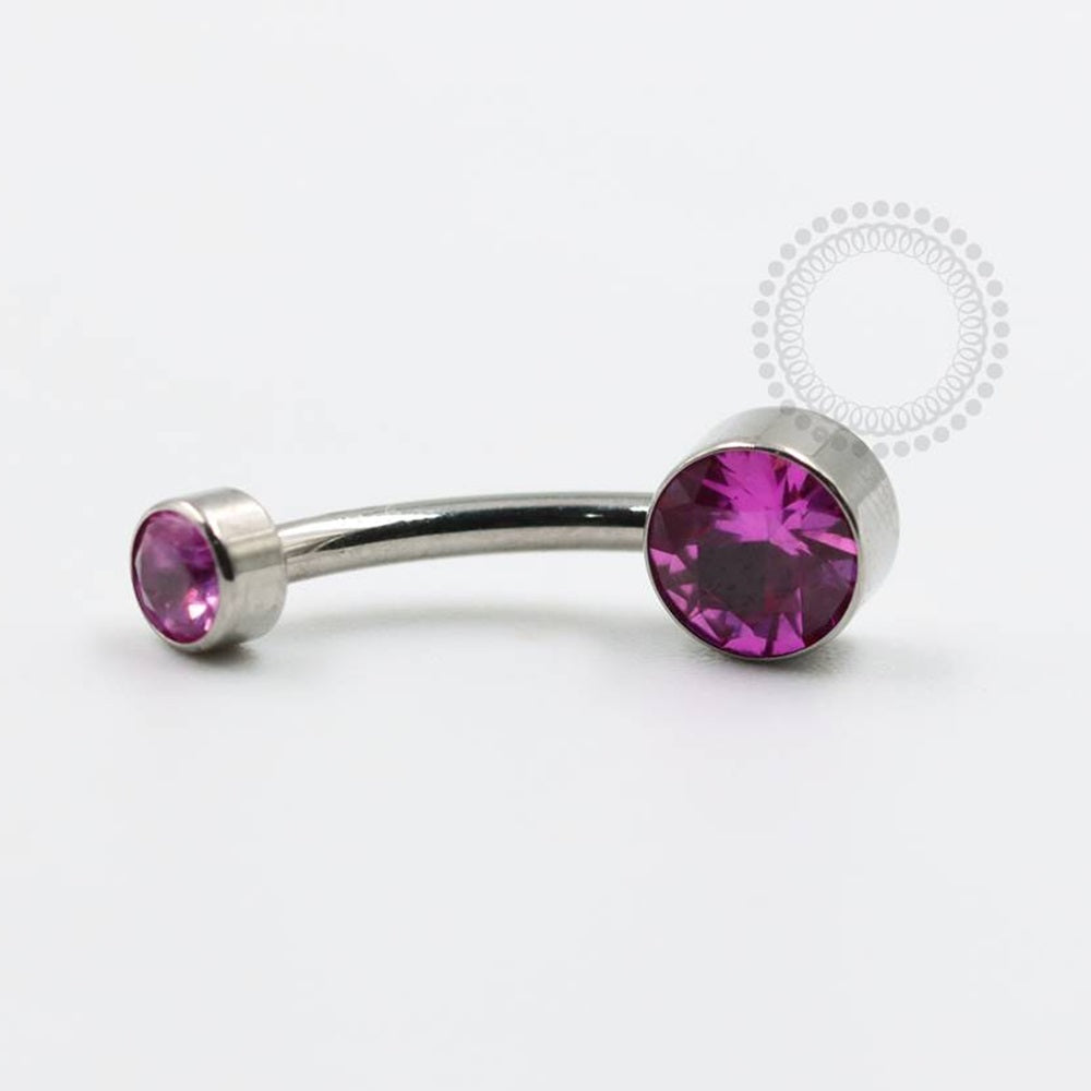 TN92 Navel Piercing Pedra Flat Zirconia Titânio CRISTAL/COLORS