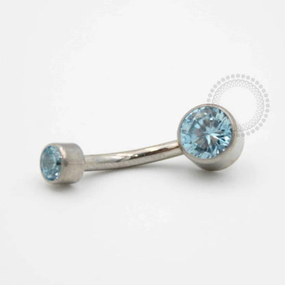 TN92 Navel Piercing Pedra Flat Zirconia Titânio CRISTAL/COLORS