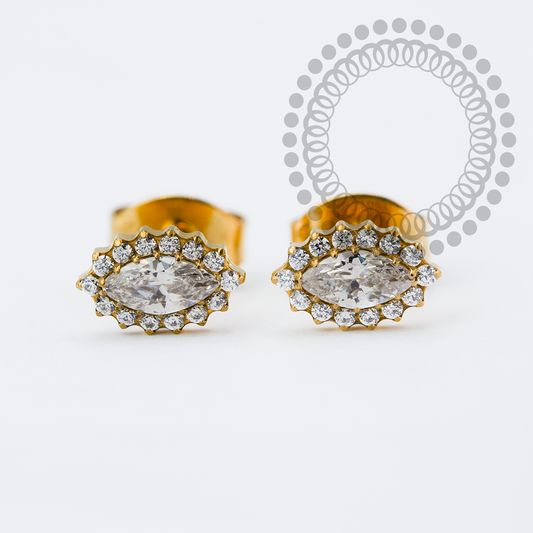 TN2132 Brinco Marquise CZ Titânio PVD Gold