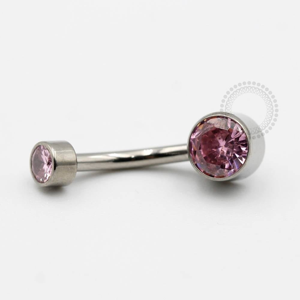 TN92 Navel Piercing Pedra Flat Zirconia Titânio CRISTAL/COLORS