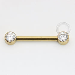 TN1094 Nipple Jewelry CZ Flat Push Pin Titânio PVD Gold