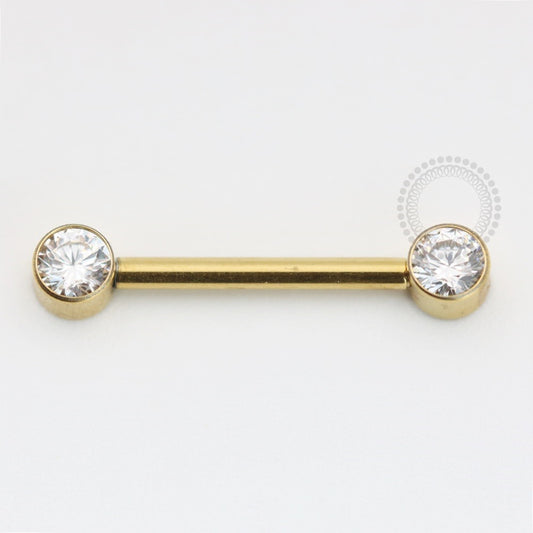 TN1094 Nipple Jewelry CZ Flat Push Pin Titânio PVD Gold