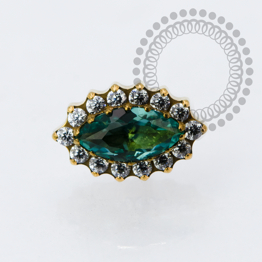 TN2133 Topo Marquise CZ Push Pin Titanio PVD Gold