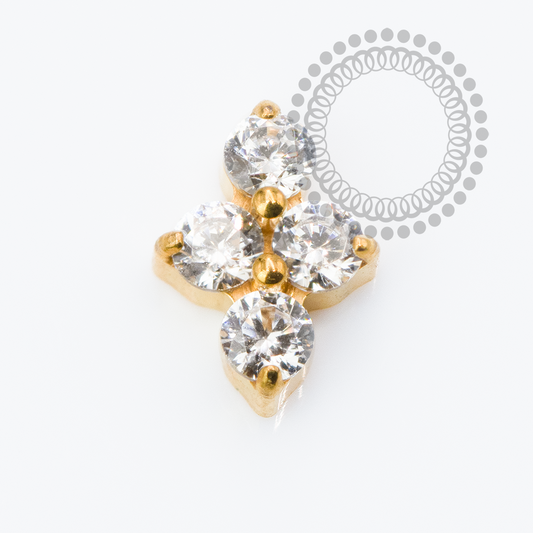 Topo Mini Clover CZ Cristal Push Pin Titânio PVD Gold
