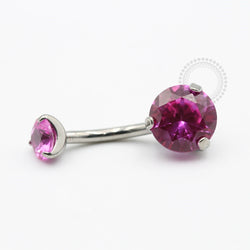 TN156 Navel Piercing Pedra Zirconia Fúcsia  Titânio