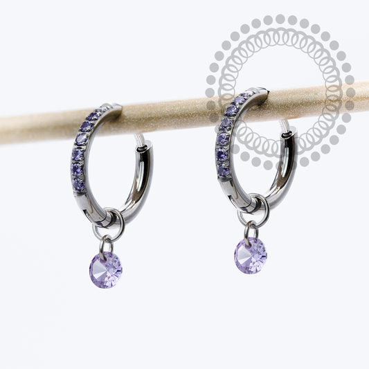 TN2305 Brincos Argola CZ Roxo Ping. 1 CZ Titânio ASTM F136