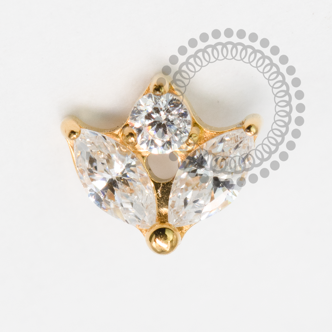 TN2103 Topo Meia Flor Navetes Titânio PVD Gold