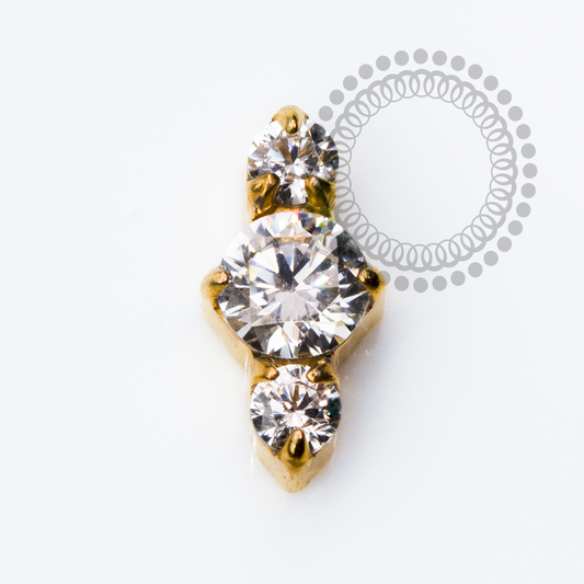 TN2448 Topo Mini Cluster 3 CZ Push Pin Titânio PVD Gold