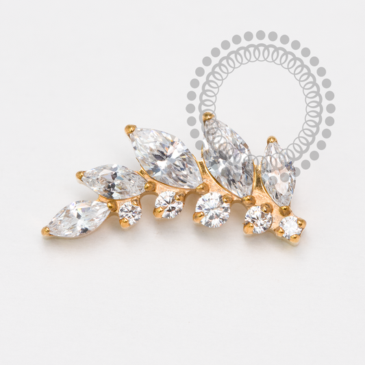 TN2059 Topo Cluster 5 Navetes CZ Titânio PVD Gold