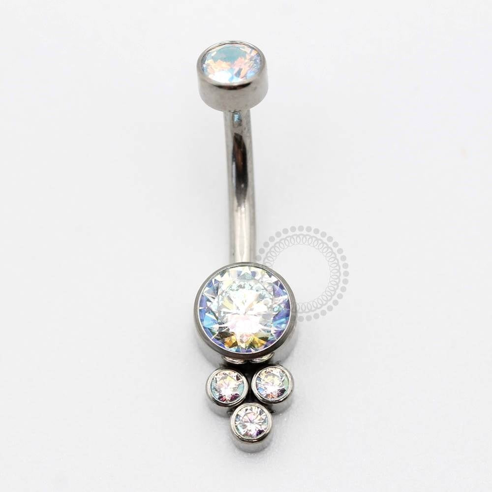 TN242-3 Navel Piercing Flat Stone Boreal 3 CZ Titânio