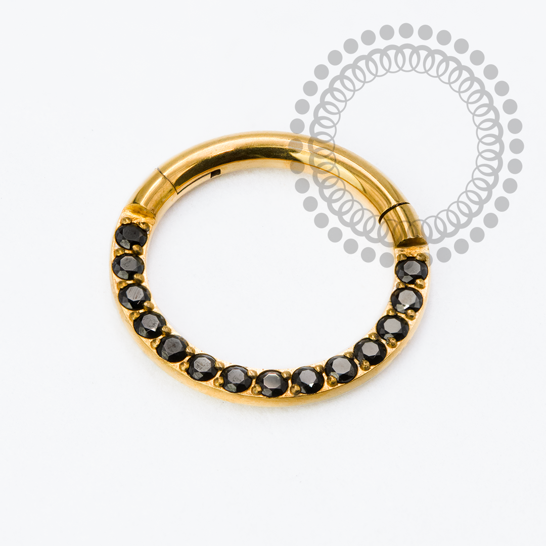 TN2333 Segmento Frontal 8mm CZ Black Titânio PVD Gold