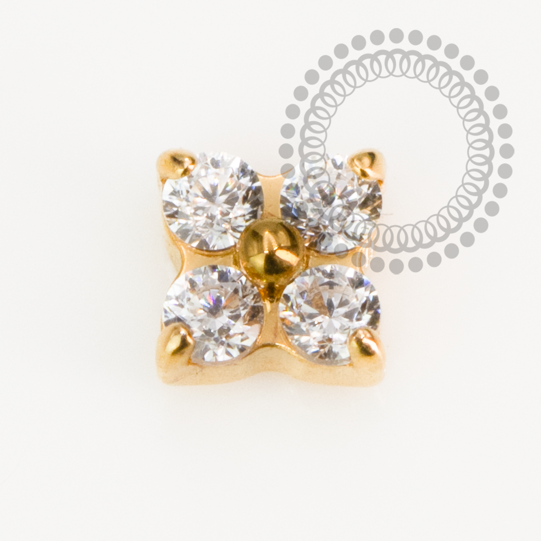 TN2210 Topo Micro Trevo CZ Push Pin Titânio PVD Gold