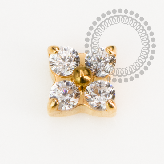 TN2210 Topo Micro Trevo CZ Push Pin Titânio PVD Gold